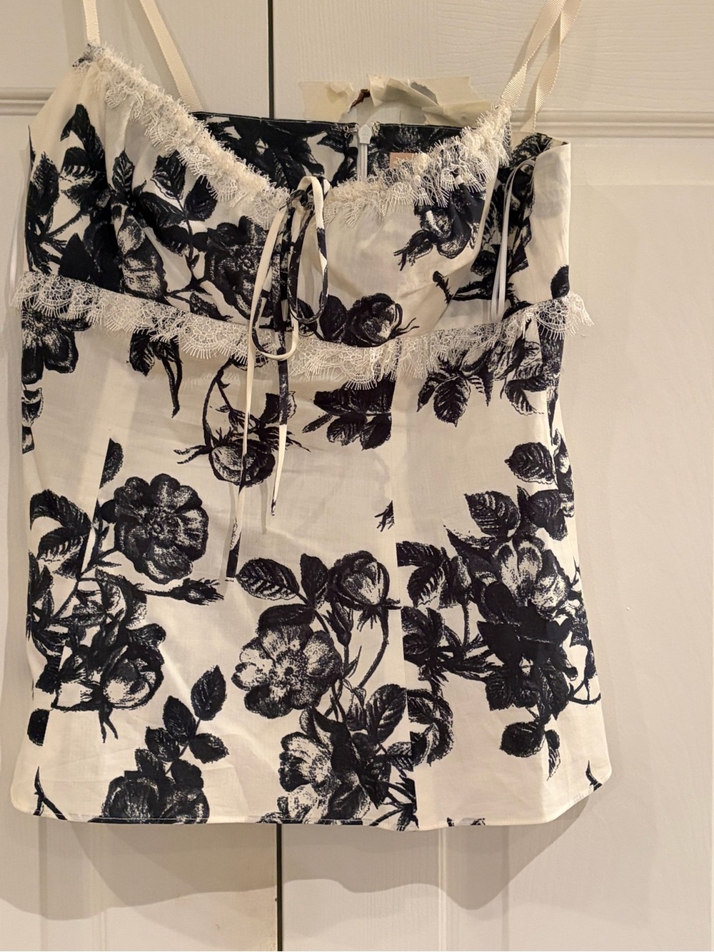 Brock Collection Floral Lace-Trim Camisole Tank Top - Cream & Black